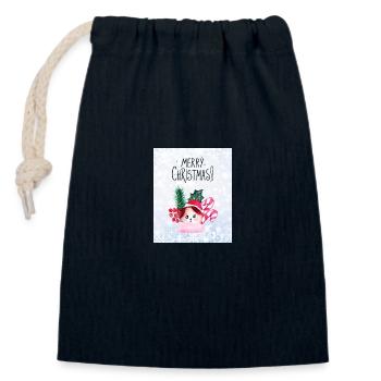 Merry Christmas avec petit personnage mignon - Sac cadeau en coton avec cordon (14 x 20 cm) - bleu marine - Devant