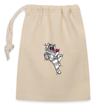 Astronaut - Closable cotton gift bag (14x20cm) - nature - Front