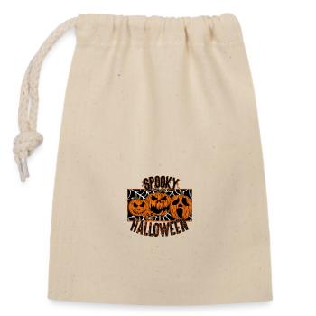 Spooky Halloween | Gruselige Kürbisse Design - Verschließbarer Geschenkbeutel aus Baumwolle (14x20cm) - Natur - Vorne