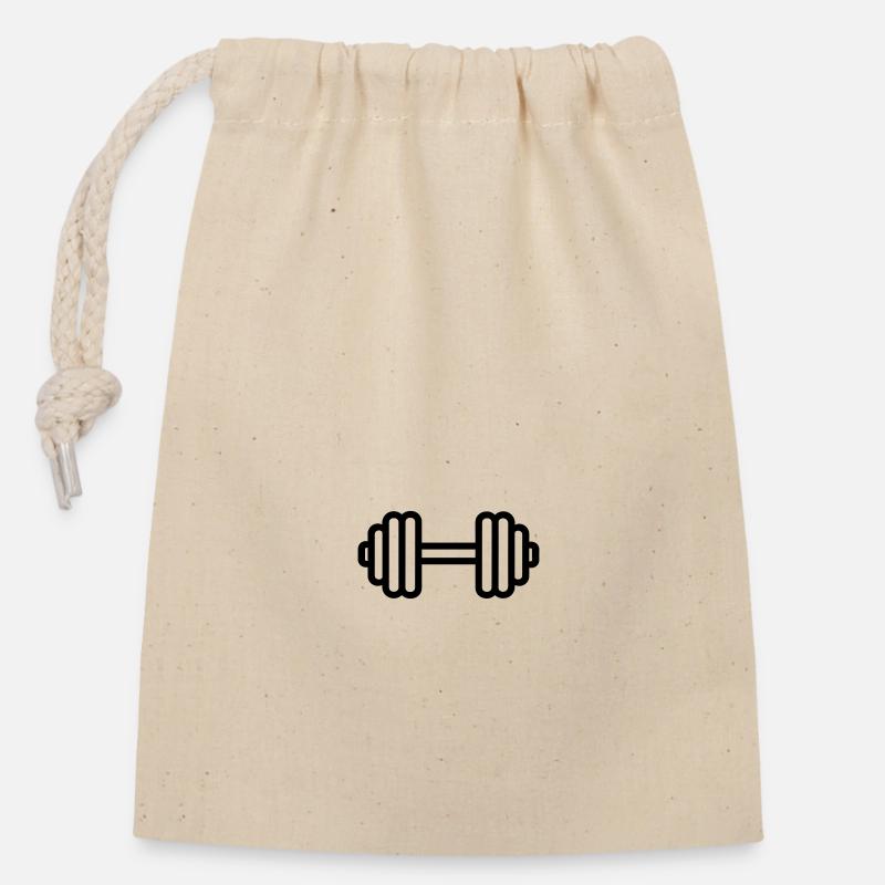 dumbbell - Closable cotton gift bag (14x20cm) - nature