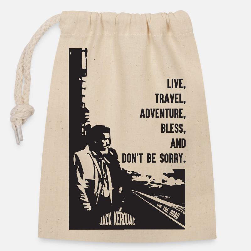JACK KEROUAC - Verschließbarer Geschenkbeutel aus Baumwolle (14x20cm) - Natur