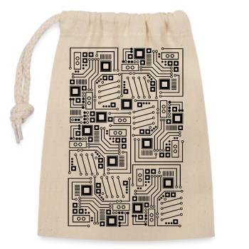 Technology electronics circuit boards T-shirt design - Closable cotton gift bag (14x20cm) - nature - Front