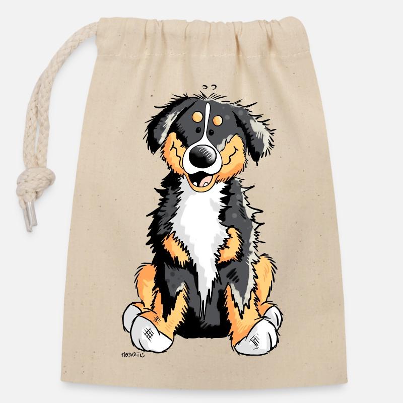 Bouvier Bernois - Sac cadeau en coton avec cordon (14 x 20 cm) - nature