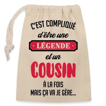 Cousin - Cousine - Famille - Naissance - Bébé - Closable cotton gift bag (14x20cm) - nature - Front