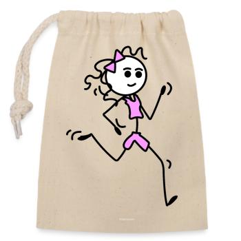 I run, runner girl with bow tie - Closable cotton gift bag (14x20cm) - nature - Front