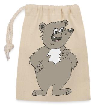 bear comcistyle - Closable cotton gift bag (14x20cm) - nature - Front