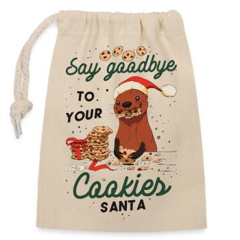 Otter Weihnachtsgeschenk Fischotter Kekse Xmas - Verschließbarer Geschenkbeutel aus Baumwolle (14x20cm) - Natur - Vorne