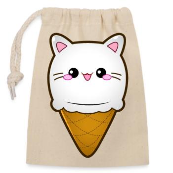 Ice Cream Cat Eiscreme Eis Katze Vanille Eiskugel - Verschließbarer Geschenkbeutel aus Baumwolle (14x20cm) - Natur - Vorne