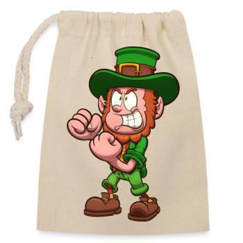 Angry Leprechaun Ready To Fight - Closable cotton gift bag (14x20cm) - nature - Front