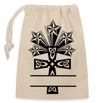 Keltisches Kreuz Fünf-Sterne-Monogramm - Verschließbarer Geschenkbeutel aus Baumwolle (14x20cm) - Natur - Vorne