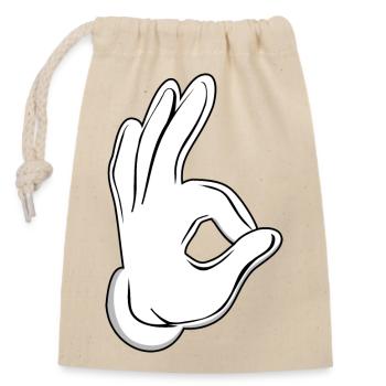Hand ok okay - Verschließbarer Geschenkbeutel aus Baumwolle (14x20cm) - Natur - Vorne