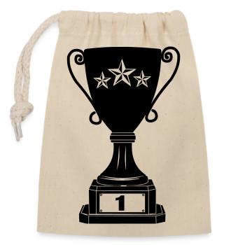 Großer Pokal Nummer 1 - Verschließbarer Geschenkbeutel aus Baumwolle (14x20cm) - Natur - Vorne