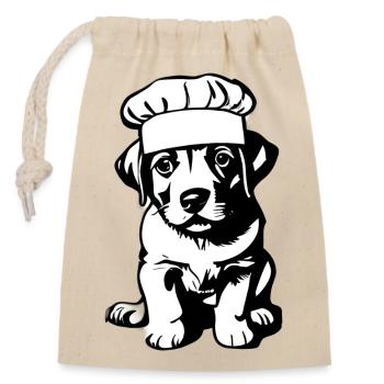 Labrador Retriever Kochen Gastronom Hundewelpe - Verschließbarer Geschenkbeutel aus Baumwolle (14x20cm) - Natur - Vorne
