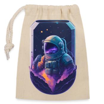 Astronaute, Espace, Voie lactée - Sac cadeau en coton avec cordon (14 x 20 cm) - nature - Devant