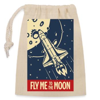 Envolez-moi vers la Lune - Sac cadeau en coton avec cordon (14 x 20 cm) - nature - Devant