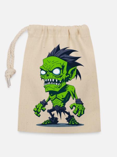 Zombie - Verschließbarer Geschenkbeutel aus Baumwolle (14x20cm) - Natur