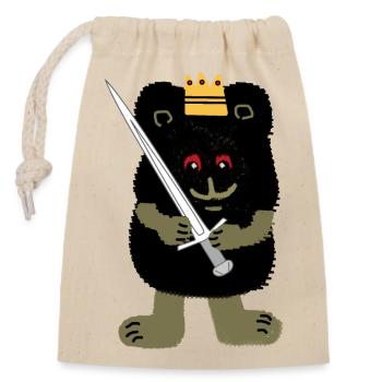 Bär Märchenfigur König Majestät Schwert Kind Krone - Verschließbarer Geschenkbeutel aus Baumwolle (14x20cm) - Natur - Vorne