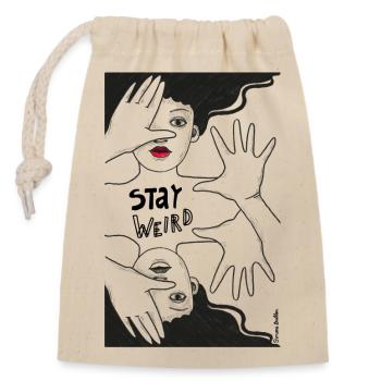 stay weird - Verschließbarer Geschenkbeutel aus Baumwolle (14x20cm) - Natur - Vorne