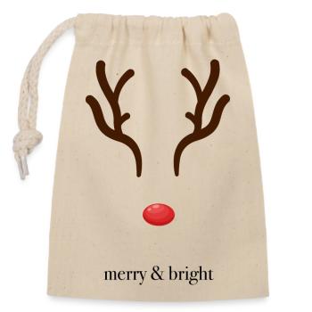 Merry Bright - Closable cotton gift bag (14x20cm) - nature - Front