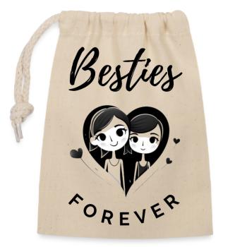 Besties Forever - Affichez Votre Amitié Éternelle - Sac cadeau en coton avec cordon (14 x 20 cm) - nature - Devant