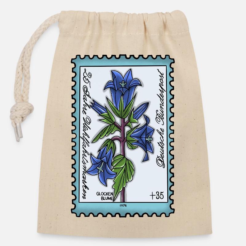 Campanule - Sac cadeau en coton avec cordon (14 x 20 cm) - nature