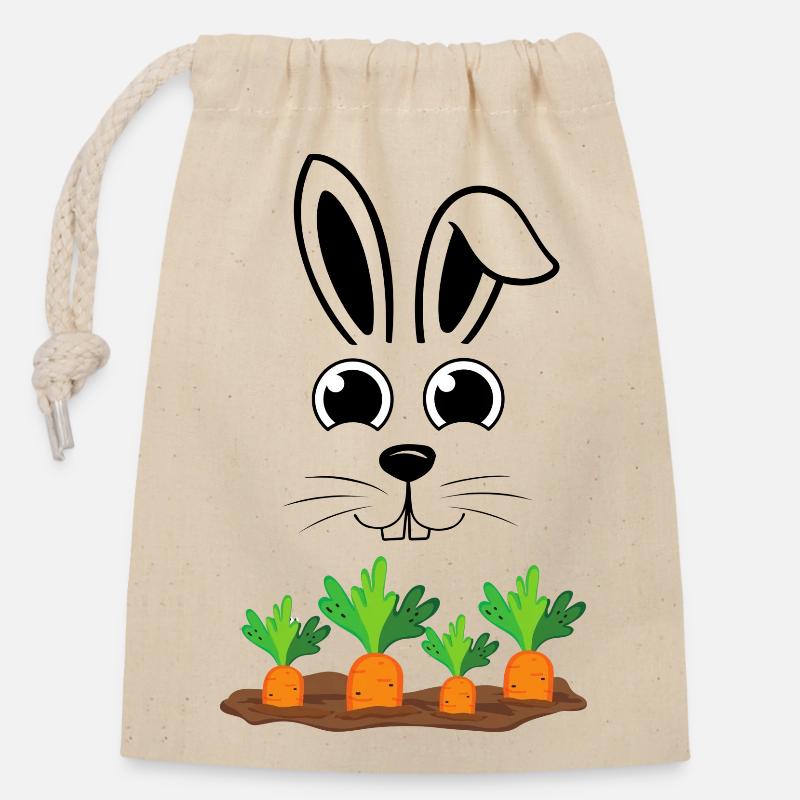 Lièvre - Sac cadeau en coton avec cordon (14 x 20 cm) - nature