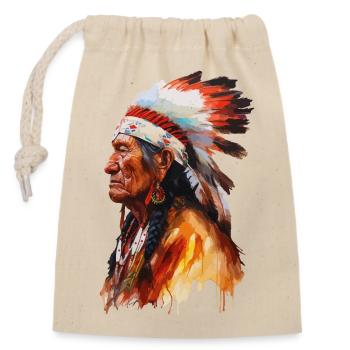 Indianer Häuptling Ureinwohner Stamm Apache Sioux - Verschließbarer Geschenkbeutel aus Baumwolle (14x20cm) - Natur - Vorne