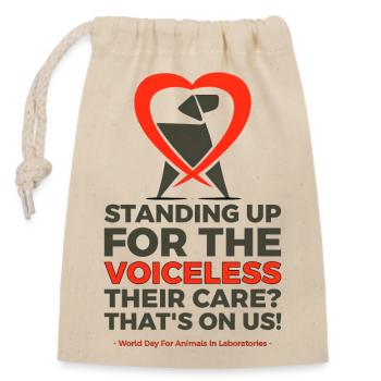 Voice for the Voiceless - Animal Testing Day - Closable cotton gift bag (14x20cm) - nature - Front
