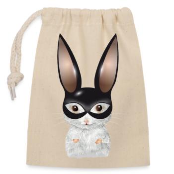 Cute White Mouse with Bunnies Mask Disguise - Closable cotton gift bag (14x20cm) - nature - Front