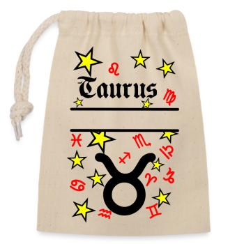 Taureau Signe du zodiaque Taureau - Sac cadeau en coton avec cordon (14 x 20 cm) - nature - Devant