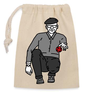 Petanque Player Left-Handed - Closable cotton gift bag (14x20cm) - nature - Front