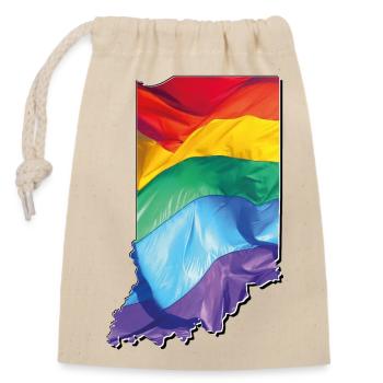 LGBTQ Flagge in der Indiana State Landkarte - Verschließbarer Geschenkbeutel aus Baumwolle (14x20cm) - Natur - Vorne