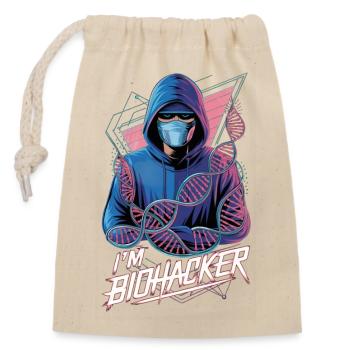 I❤️BioHCKR: Masked Biohacker Revolution - Closable cotton gift bag (14x20cm) - nature - Front