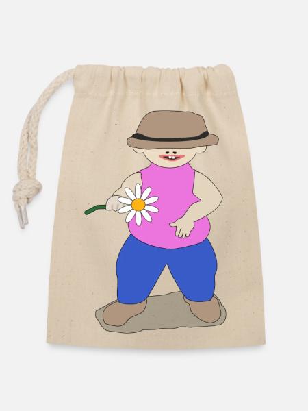 A flower for you - Closable cotton gift bag (14x20cm) - nature