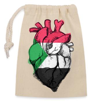 Drapeau du Cœur du Soudan Libre - Montrer l’amour pour le Soudan - Sac cadeau en coton avec cordon (14 x 20 cm) - nature - Devant