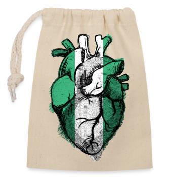 Drapeau du Cœur du Nigeria Gratuit - Montrez de l’amour pour le Nigeria - Sac cadeau en coton avec cordon (14 x 20 cm) - nature - Devant