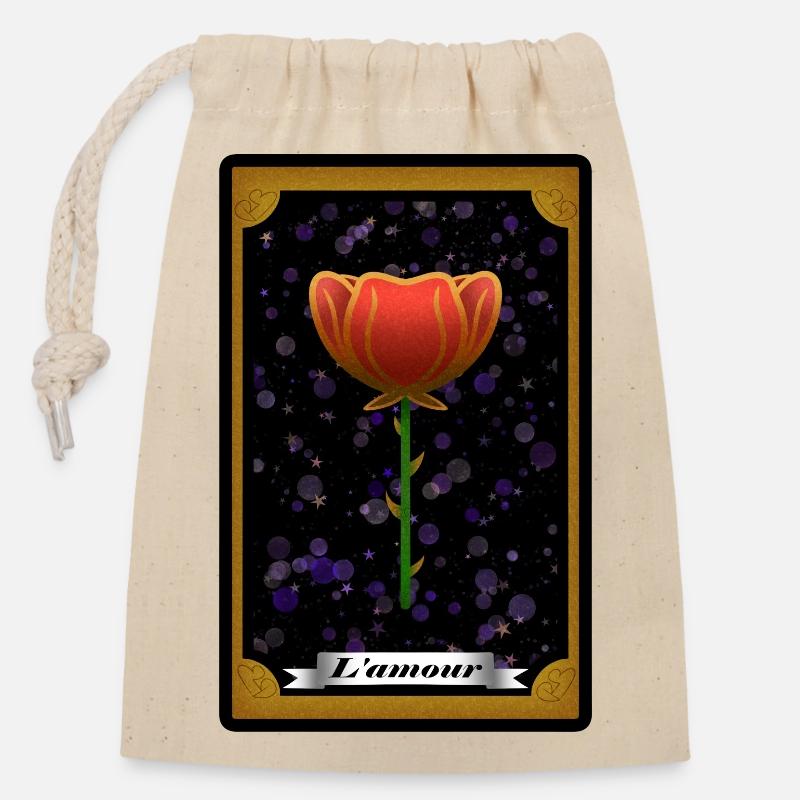 Carte de Tarot "L'amour" - Sac cadeau en coton avec cordon (14 x 20 cm) - nature