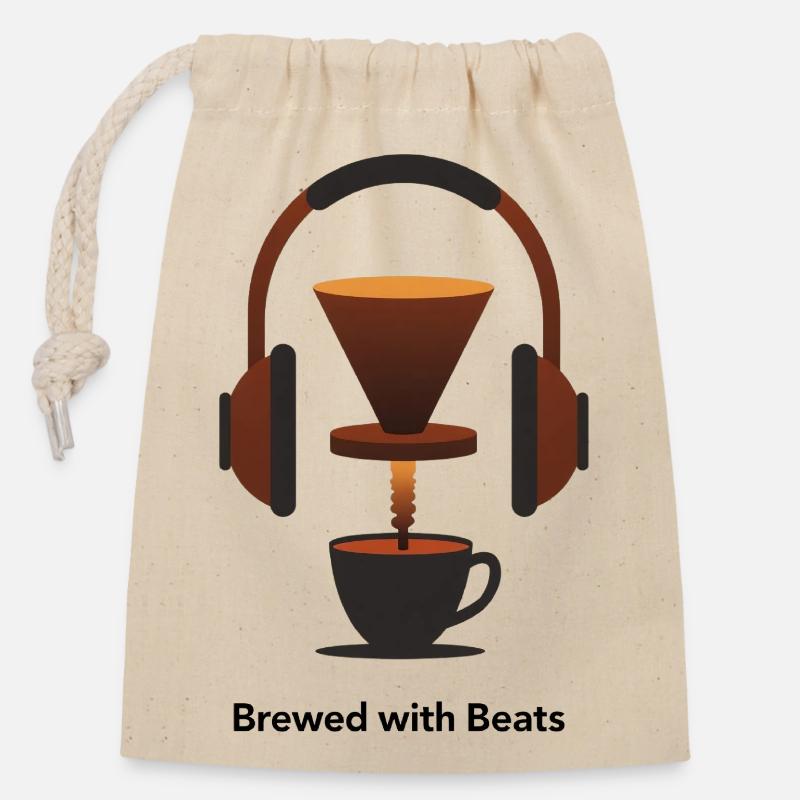 Rythmes de café - Sac cadeau en coton avec cordon (14 x 20 cm) - nature