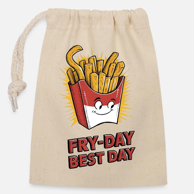Fry-Day, Meilleur jour - Sac cadeau en coton avec cordon (14 x 20 cm) - nature
