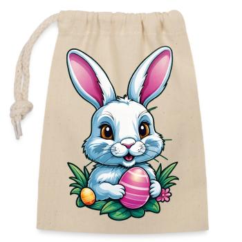 Osterhase - Verschließbarer Geschenkbeutel aus Baumwolle (14x20cm) - Natur - Vorne