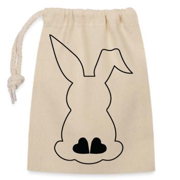Osterhase von hinten 🐰 - Verschließbarer Geschenkbeutel aus Baumwolle (14x20cm) - Natur - Vorne