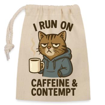Chat de café - Sac cadeau en coton avec cordon (14 x 20 cm) - nature - Devant