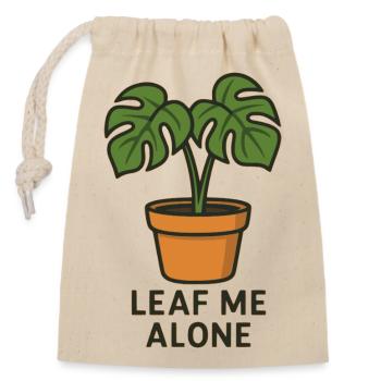 Leaf Me Alone – funny motif with monstera flowers - Closable cotton gift bag (14x20cm) - nature - Front