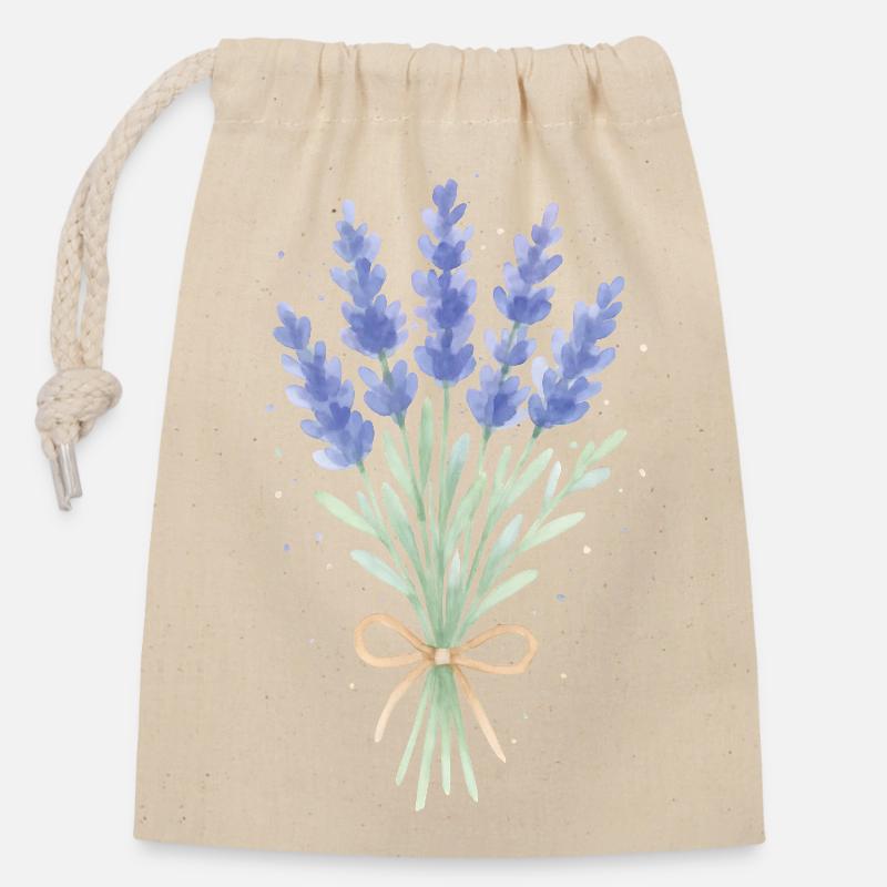 Lavendel Sträußchen - Verschließbarer Geschenkbeutel aus Baumwolle (14x20cm) - Natur