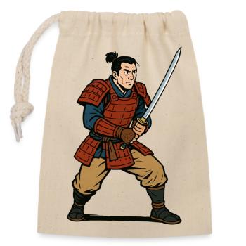 Japon Guerrier Samouraï - Sac cadeau en coton avec cordon (14 x 20 cm) - nature - Devant