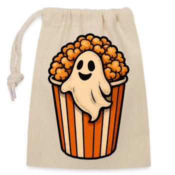 Popcorn ghost in the popcorn pot - Closable cotton gift bag (14x20cm) - nature - Front
