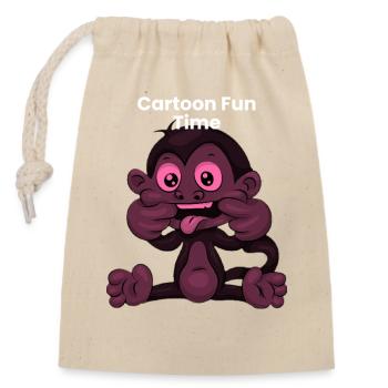 Cartoon Affe Spielzeit - Verschließbarer Geschenkbeutel aus Baumwolle (14x20cm) - Natur - Vorne