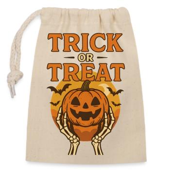 Trick or Treat Retro - Verschließbarer Geschenkbeutel aus Baumwolle (14x20cm) - Natur - Vorne