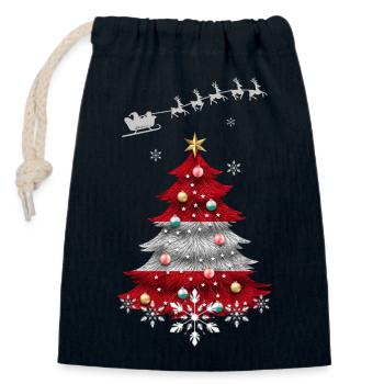 Christbaum mit Österreich-Flagge - Verschließbarer Geschenkbeutel aus Baumwolle (14x20cm) - Navy - Vorne