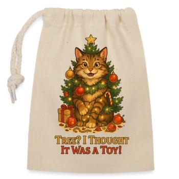 Gueule de bois dans la blague du sapin de Noël - Sac cadeau en coton avec cordon (14 x 20 cm) - nature - Devant